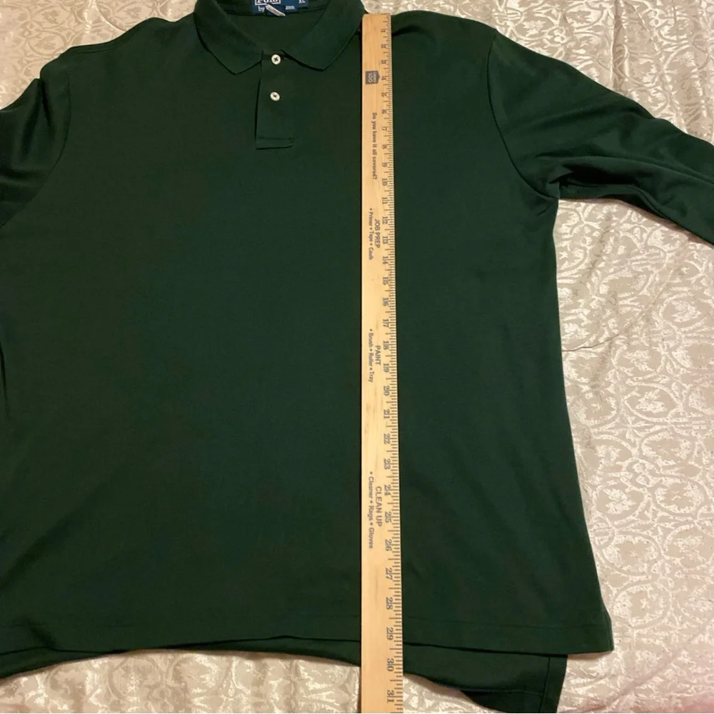 Polo Ralph Lauren Men’s Green XL Pima Soft Touch Long Sleeve Polo Orange Pony‎